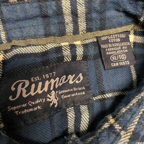 Boys Blue Plaid Flannel Button Up Long Sleeve Shirt Size: XL 100% Cotton - Picture 6 of 6